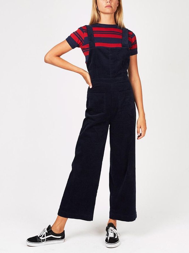 Rolla's Navy Wide-Leg Corduroy Overalls